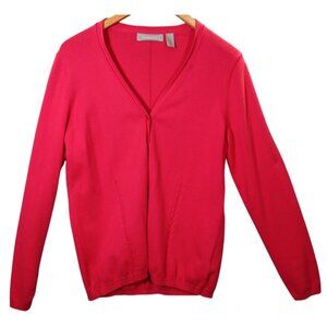 Liz Claiborne Woman's Red V-Neck Cardigan Sweater Size L Flawed